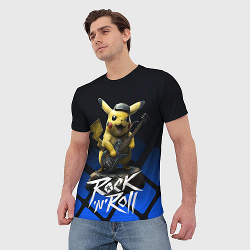 Мужская футболка Пикачу Рокnroll / 3D-принт – фото 3