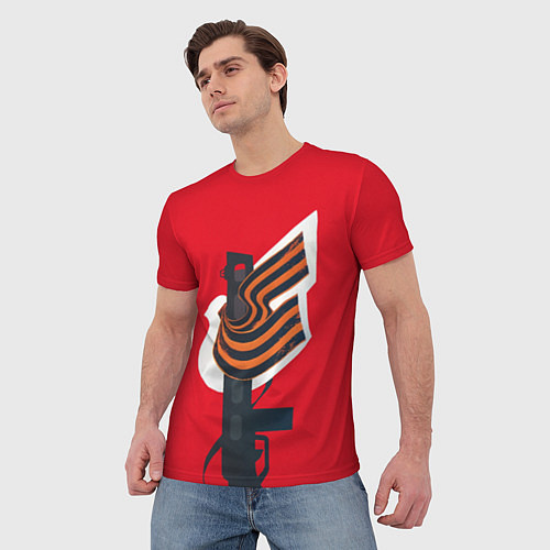 Мужская футболка 9 Мая День Победы оружие и георгиевская лента / 3D-принт – фото 3