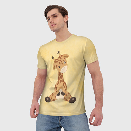 Мужская футболка Малыш жираф / 3D-принт – фото 3
