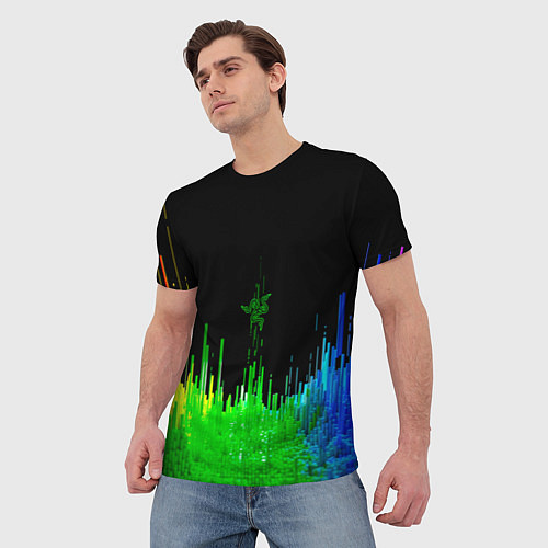 Мужская футболка Геометрическая музыкальная волна / 3D-принт – фото 3
