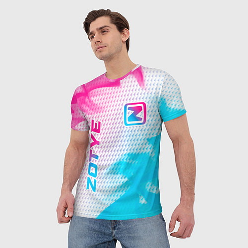 Мужская футболка Zotye neon gradient style: надпись, символ / 3D-принт – фото 3