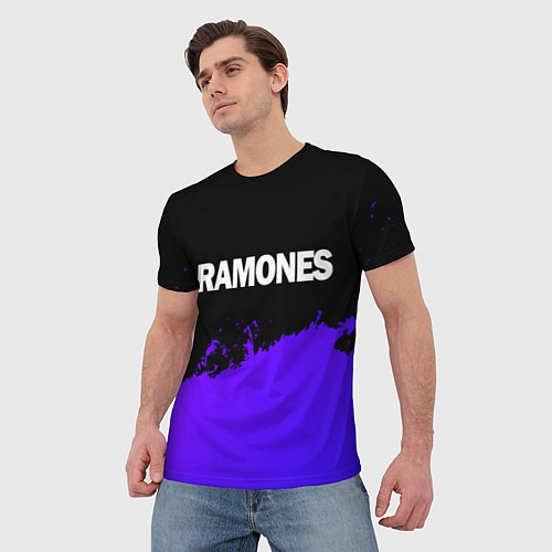 Мужская футболка Ramones purple grunge / 3D-принт – фото 3