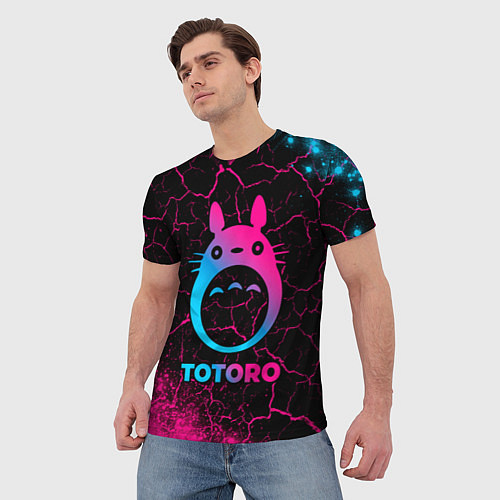 Мужская футболка Totoro - neon gradient / 3D-принт – фото 3