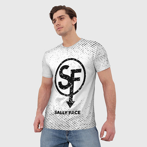 Мужская футболка Sally Face с потертостями на светлом фоне / 3D-принт – фото 3