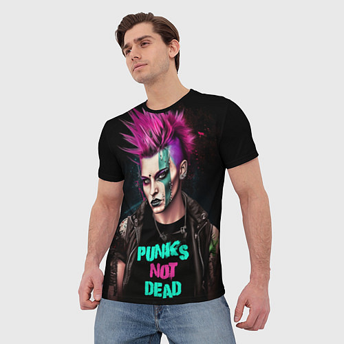 Мужская футболка Девушка панк / 3D-принт – фото 3