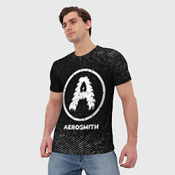Футболка мужская Aerosmith с потертостями на темном фоне, цвет: 3D-принт — фото 2