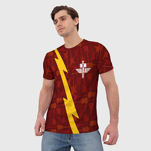 Мужская футболка Manowar гитары и молния / 3D-принт – фото 3