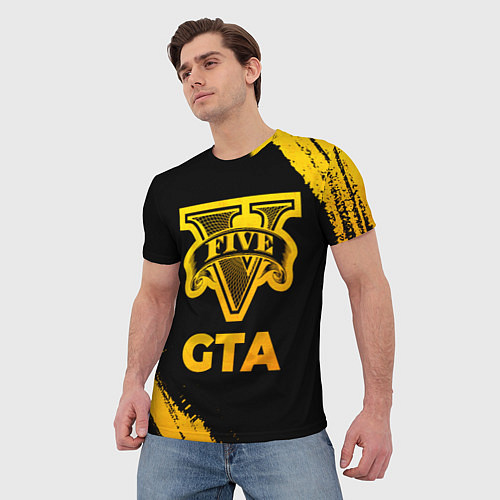 Мужская футболка GTA - gold gradient / 3D-принт – фото 3