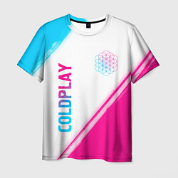 Футболка мужская Coldplay neon gradient style: надпись, символ, цвет: 3D-принт