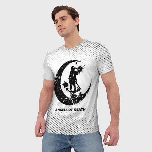Мужская футболка Angels of Death с потертостями на светлом фоне / 3D-принт – фото 3