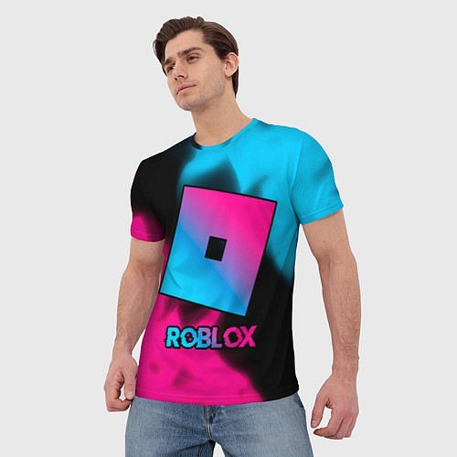 Мужская футболка Roblox - neon gradient / 3D-принт – фото 3