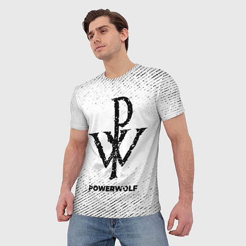 Мужская футболка Powerwolf с потертостями на светлом фоне / 3D-принт – фото 3
