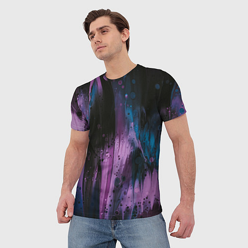 Мужская футболка Фиолетовые абстрактные тени / 3D-принт – фото 3
