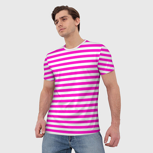 Мужская футболка Ярко-розовые полосы / 3D-принт – фото 3