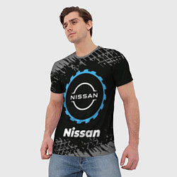 Футболка мужская Nissan в стиле Top Gear со следами шин на фоне, цвет: 3D-принт — фото 2
