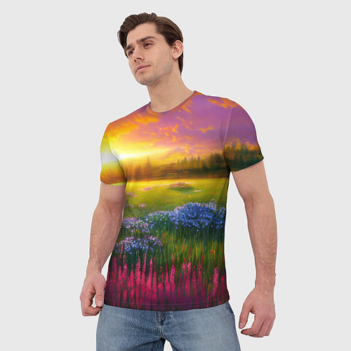 Мужская футболка Летний закат / 3D-принт – фото 3
