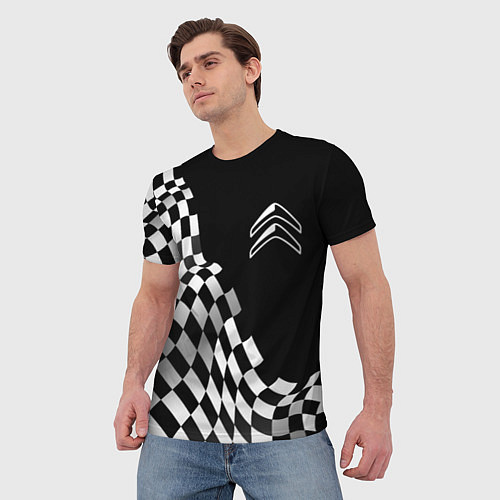 Мужская футболка Citroen racing flag / 3D-принт – фото 3