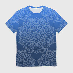 Футболка мужская Мандала на градиенте синего цвета, цвет: 3D-принт