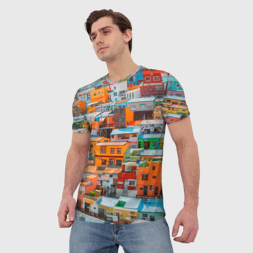 Мужская футболка Красочный Камчхон-дон в городе Пусан / 3D-принт – фото 3