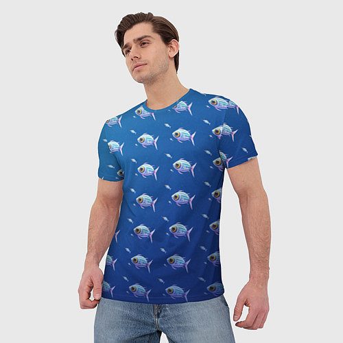 Мужская футболка Subnautica паттерн с рыбками / 3D-принт – фото 3