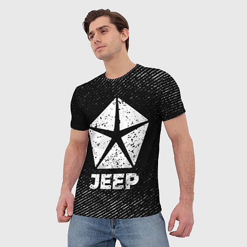 Мужская футболка Jeep с потертостями на темном фоне / 3D-принт – фото 3