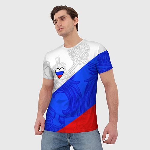 Мужская футболка Сердечко - Россия / 3D-принт – фото 3