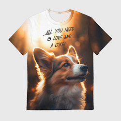 Футболка мужская Любовь и корги, цвет: 3D-принт