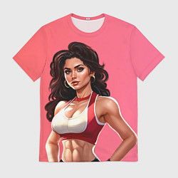 Футболка мужская Спортивная девушка с прессом, цвет: 3D-принт