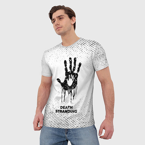 Мужская футболка Death Stranding с потертостями на светлом фоне / 3D-принт – фото 3