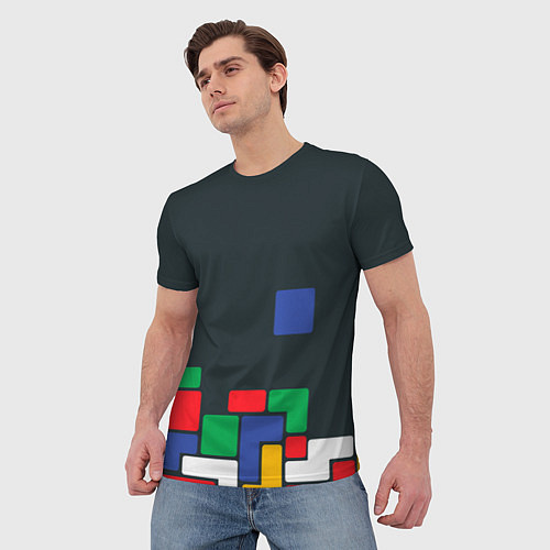 Мужская футболка Падающий блок тетрис / 3D-принт – фото 3