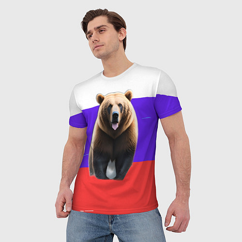 Мужская футболка Медведь на флаге / 3D-принт – фото 3