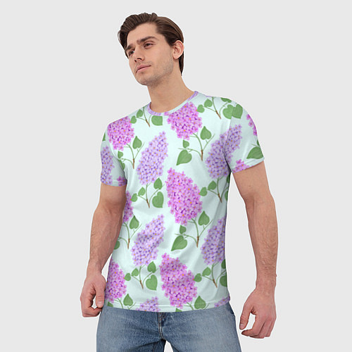 Мужская футболка Лиловая и розовая сирень / 3D-принт – фото 3