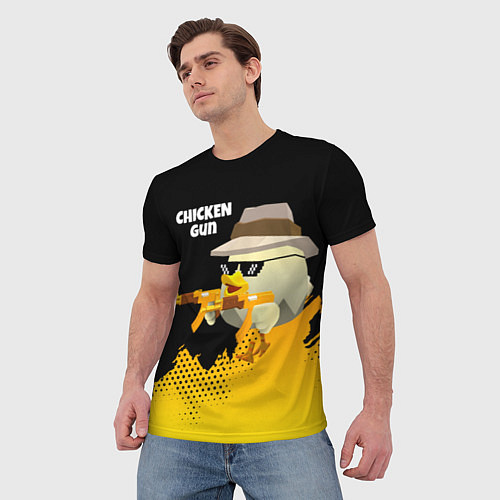 Мужская футболка Цыпленок с автоматом / 3D-принт – фото 3