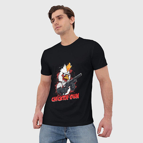 Мужская футболка Chicken gun pew pew / 3D-принт – фото 3