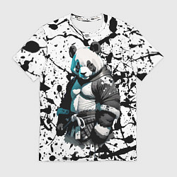 Футболка мужская Panda samurai on the background of blots, цвет: 3D-принт