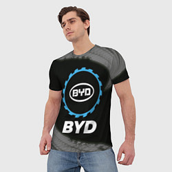 Футболка мужская BYD в стиле Top Gear со следами шин на фоне, цвет: 3D-принт — фото 2