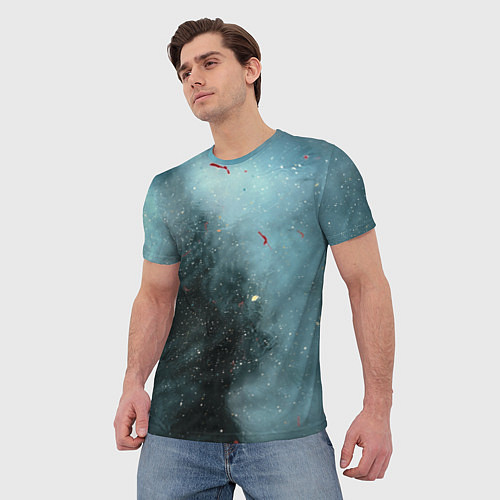 Мужская футболка Синий дым и остатки красок / 3D-принт – фото 3