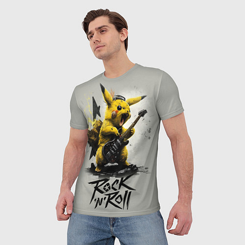 Мужская футболка Пикачу рокер / 3D-принт – фото 3