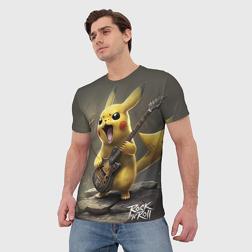 Мужская футболка Pikachu rock / 3D-принт – фото 3