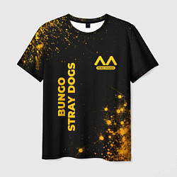 Футболка мужская Bungo Stray Dogs - gold gradient: надпись, символ, цвет: 3D-принт