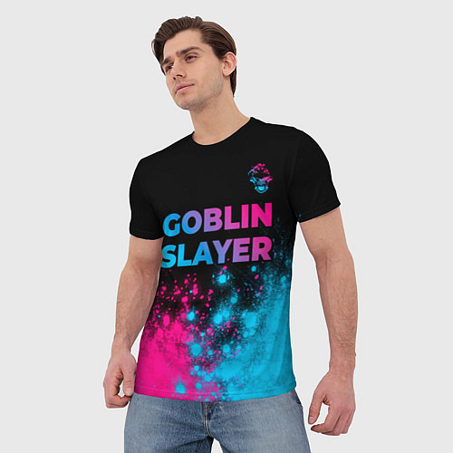Мужская футболка Goblin Slayer - neon gradient: символ сверху / 3D-принт – фото 3