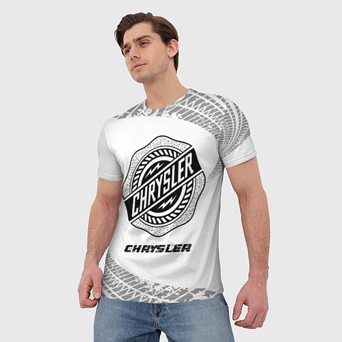 Мужская футболка Chrysler speed на светлом фоне со следами шин / 3D-принт – фото 3