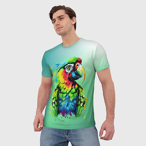 Мужская футболка Разноцветный попугай / 3D-принт – фото 3