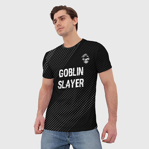 Мужская футболка Goblin Slayer glitch на темном фоне: символ сверху / 3D-принт – фото 3