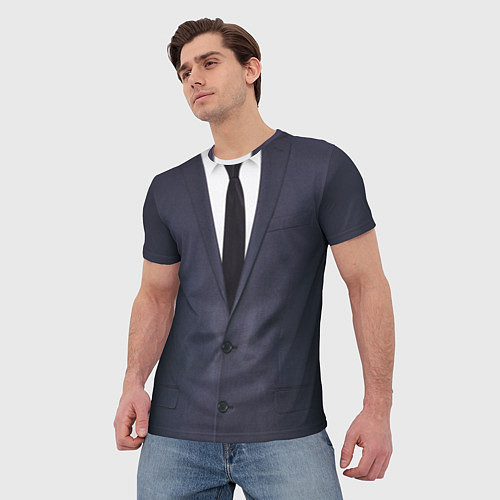 Мужская футболка Деловой пиджак с рубашкой / 3D-принт – фото 3