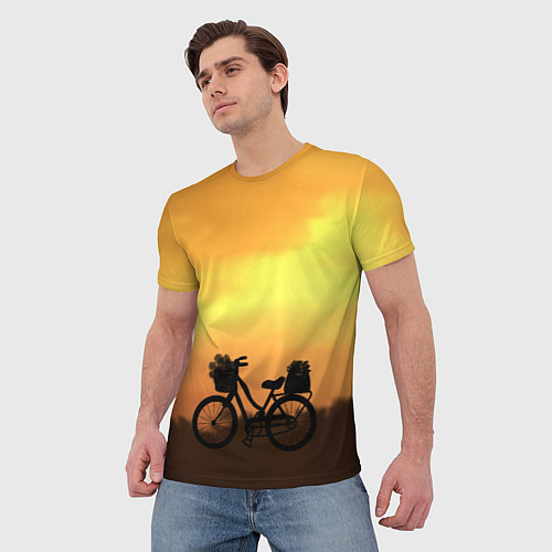 Мужская футболка Велосипед на закате / 3D-принт – фото 3