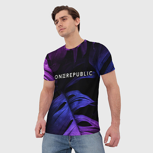 Мужская футболка OneRepublic neon monstera / 3D-принт – фото 3