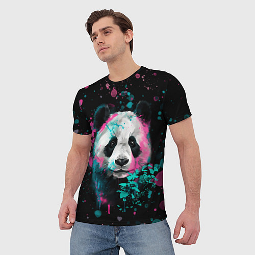 Мужская футболка Панда в розовом и голубом - нейронная сеть / 3D-принт – фото 3