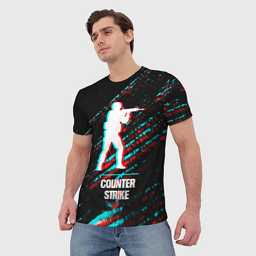 Мужская футболка Counter Strike в стиле glitch и баги графики на те / 3D-принт – фото 3