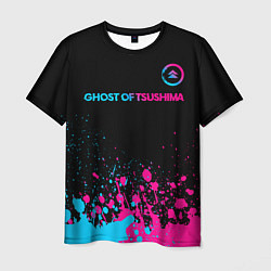 Футболка мужская Ghost of Tsushima - neon gradient: символ сверху, цвет: 3D-принт